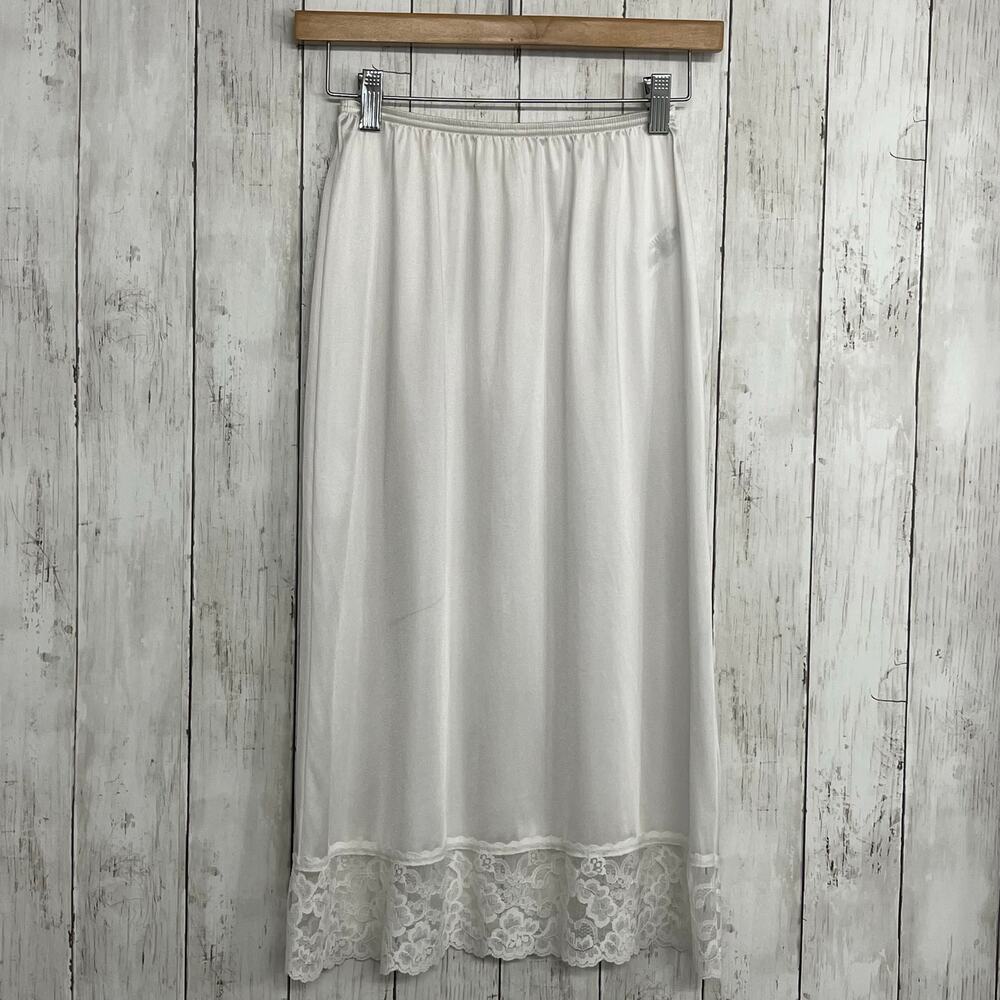 Vassarette White Lace Slip Skirt Small Balletcore Coquette Minimalist Layering
